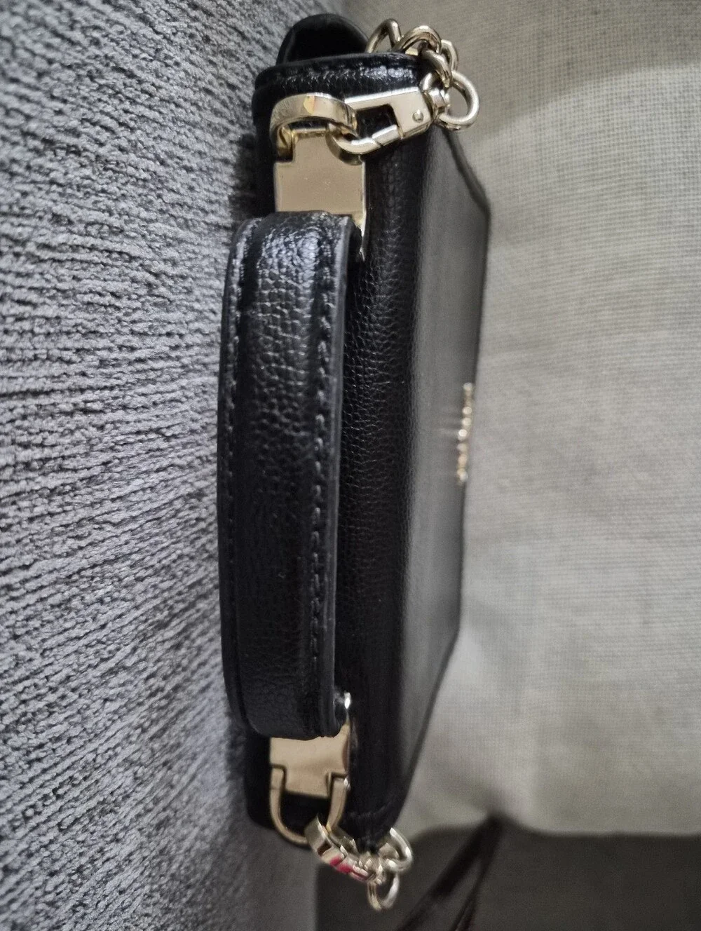 MINI kate spade Black Leather Crossbody with Gold Chain Strap